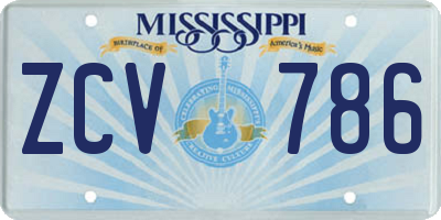 MS license plate ZCV786