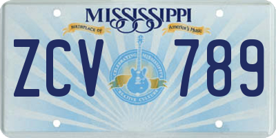 MS license plate ZCV789