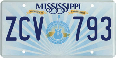 MS license plate ZCV793