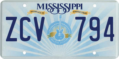 MS license plate ZCV794