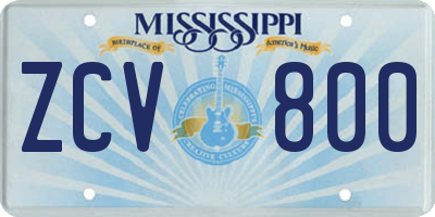 MS license plate ZCV800