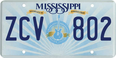 MS license plate ZCV802