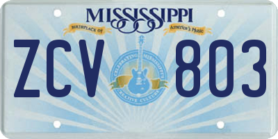 MS license plate ZCV803
