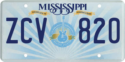 MS license plate ZCV820
