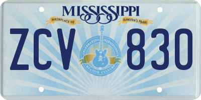 MS license plate ZCV830