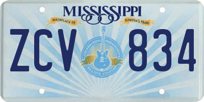 MS license plate ZCV834