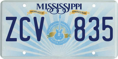 MS license plate ZCV835