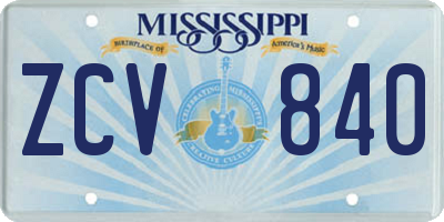 MS license plate ZCV840