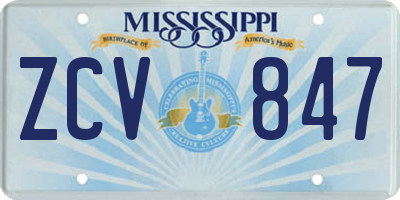 MS license plate ZCV847