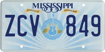 MS license plate ZCV849