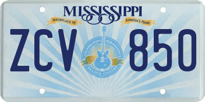 MS license plate ZCV850