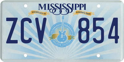 MS license plate ZCV854