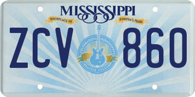 MS license plate ZCV860
