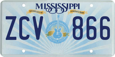 MS license plate ZCV866