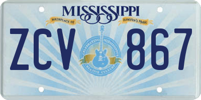 MS license plate ZCV867