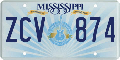 MS license plate ZCV874