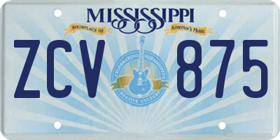 MS license plate ZCV875