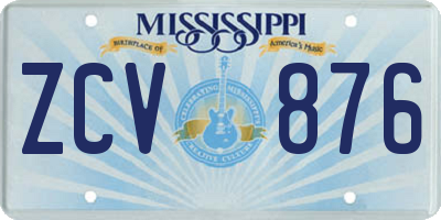 MS license plate ZCV876