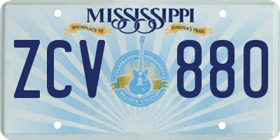 MS license plate ZCV880