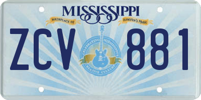 MS license plate ZCV881