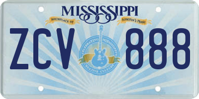 MS license plate ZCV888