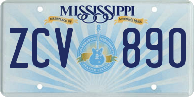 MS license plate ZCV890