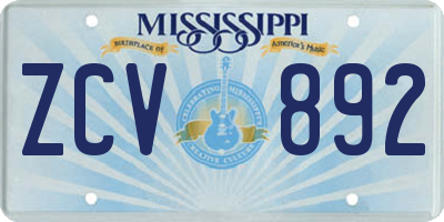 MS license plate ZCV892
