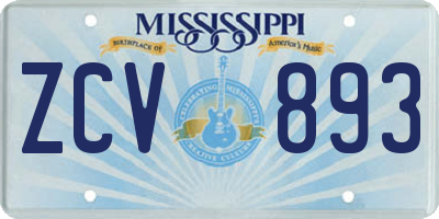 MS license plate ZCV893