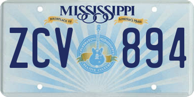 MS license plate ZCV894
