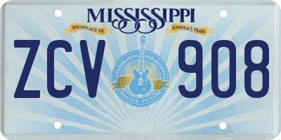 MS license plate ZCV908
