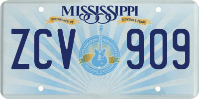MS license plate ZCV909