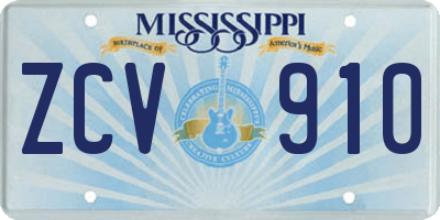 MS license plate ZCV910