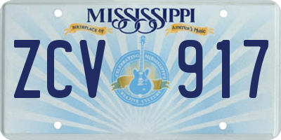 MS license plate ZCV917