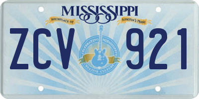 MS license plate ZCV921