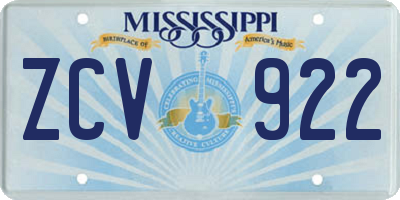 MS license plate ZCV922