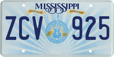 MS license plate ZCV925