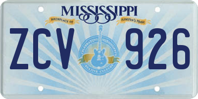 MS license plate ZCV926