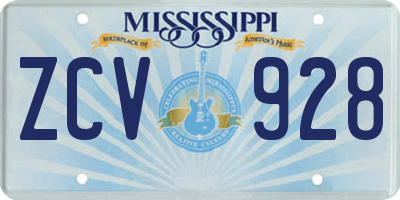 MS license plate ZCV928