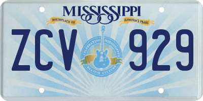 MS license plate ZCV929