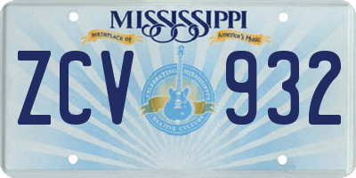 MS license plate ZCV932