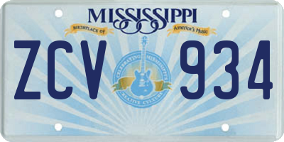 MS license plate ZCV934