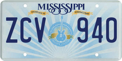 MS license plate ZCV940