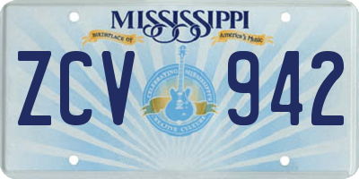 MS license plate ZCV942