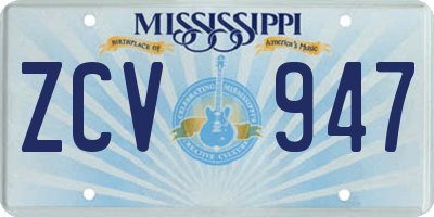 MS license plate ZCV947
