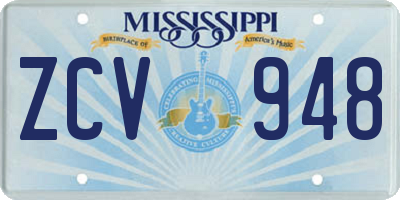MS license plate ZCV948