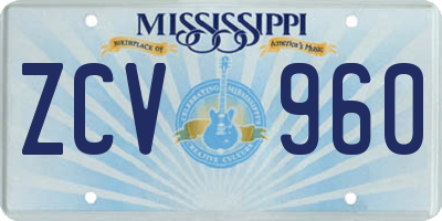 MS license plate ZCV960