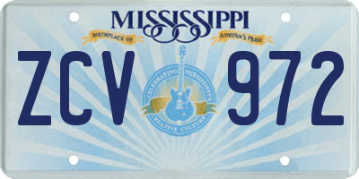 MS license plate ZCV972