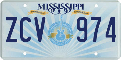 MS license plate ZCV974
