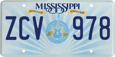 MS license plate ZCV978