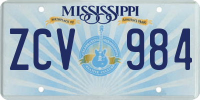 MS license plate ZCV984